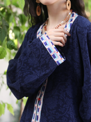 Dian Lan 靛蓝 Indigo Ming Dynasty Wanli Era Yuanling Changshan Pure Cotton Long Top & Mamian Skirt