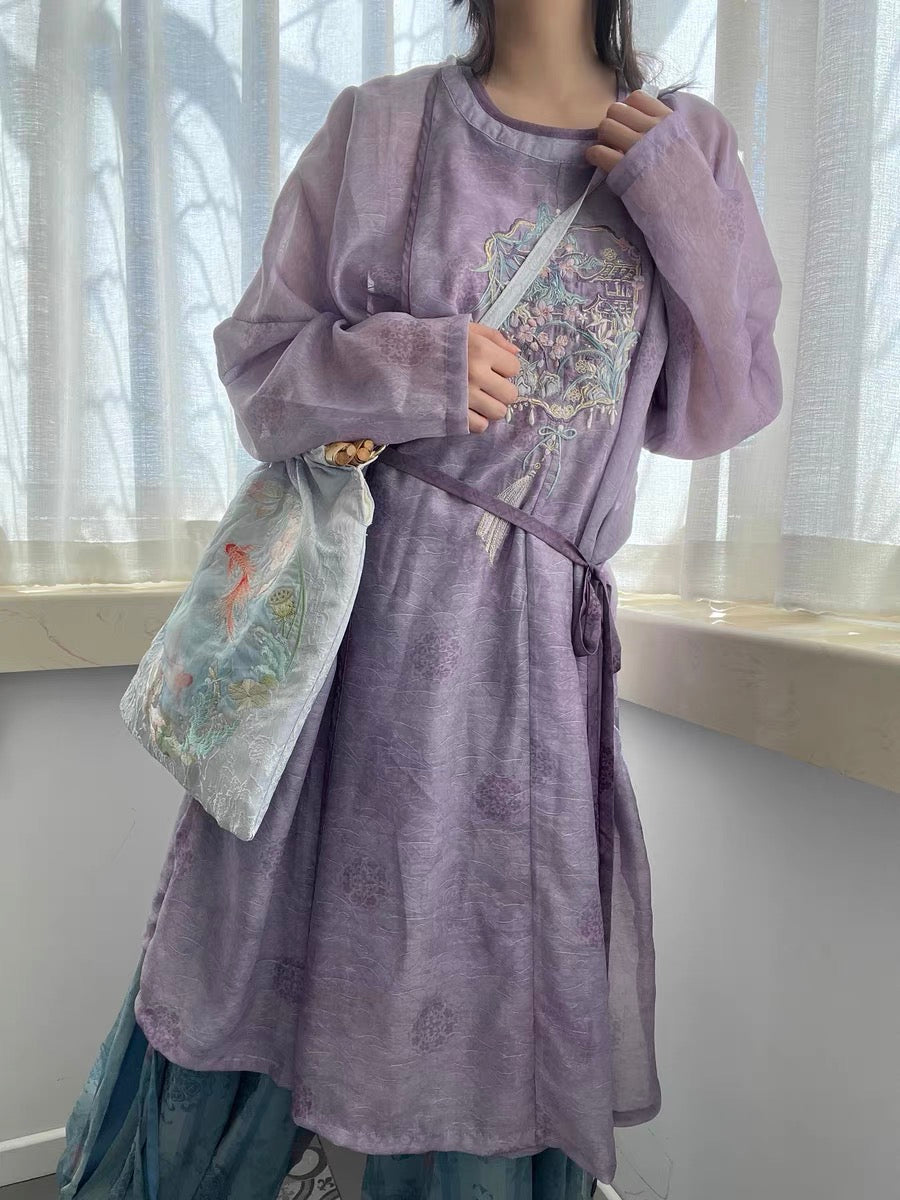 Leyi Yongge 乐以咏歌 Joy in Singing Tang Dynasty Daily Yuanlingpao Round Collar Robes & Pants Set