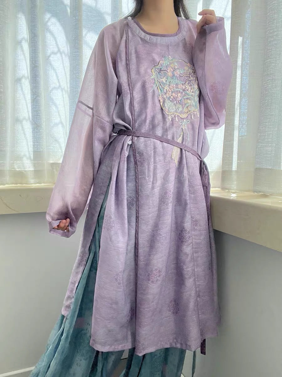 Leyi Yongge 乐以咏歌 Joy in Singing Tang Dynasty Daily Yuanlingpao Round Collar Robes & Pants Set
