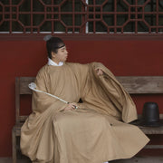 Wai Bai 外摆 Outer Pleating Ming Dynasty Men's Spring & Autumn Yuanlingpao Round Collar Robe