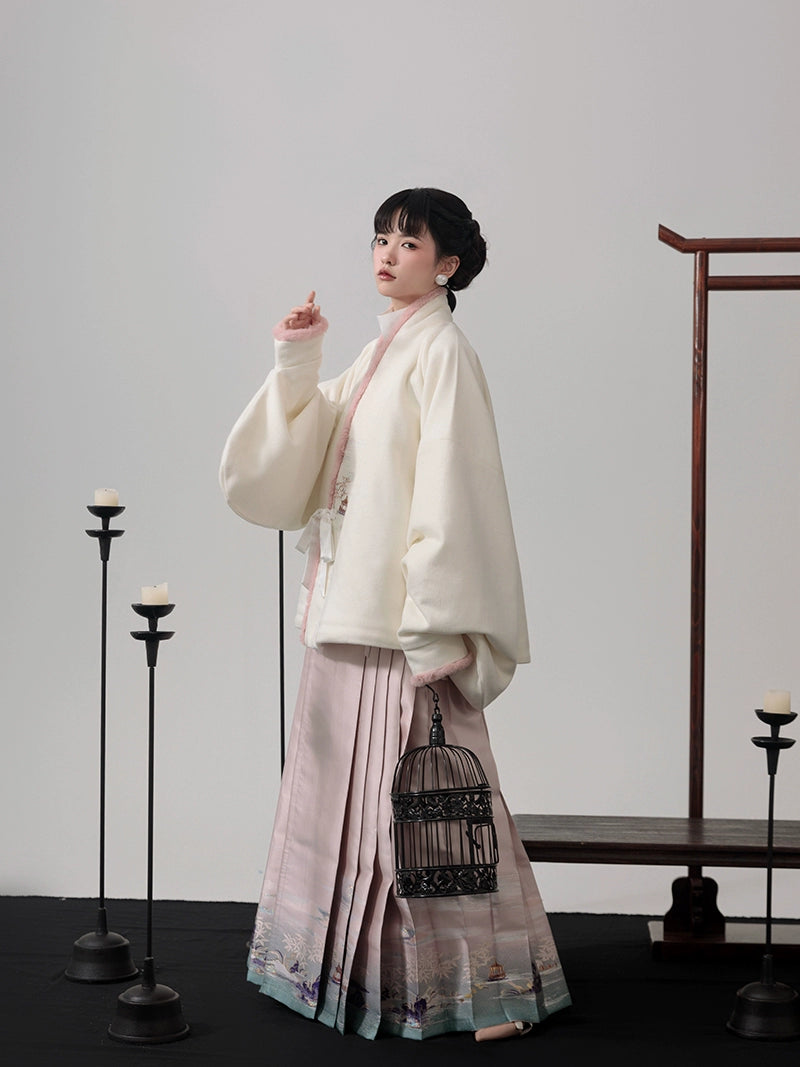 Tui Qiu 退秋 Return to Autumn Modernized Ming Winter Jiaoling Ao Jacket & Mamian Aoqun Set