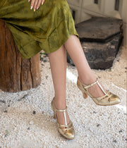 Aizhai 矮寨 Double Bridge 1930s Republic of China Style Wine-Glass Heel Genuine Leather Mary Janes
