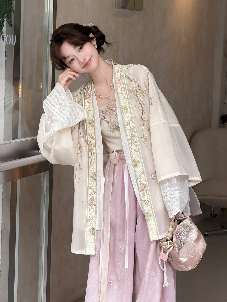 Xinghua Yue 杏花约 Apricot Rendezvous Fantasy Song Dynasty Embroidered Beizi & Songku Pants Set