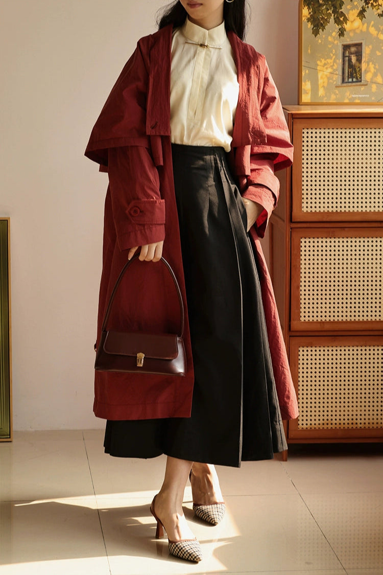 Wind of the Wilderness 旷野的风 Modern Song Unisex Windproof Haoxiu Raccoon Sleeve Cape Trench Coat