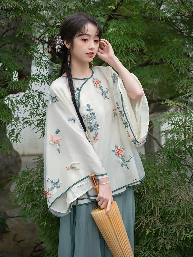 Chaitou Feng 钗头凤 Phoenix Hairpin Poem New Chinese Style Embroidered Top & Trouser Set