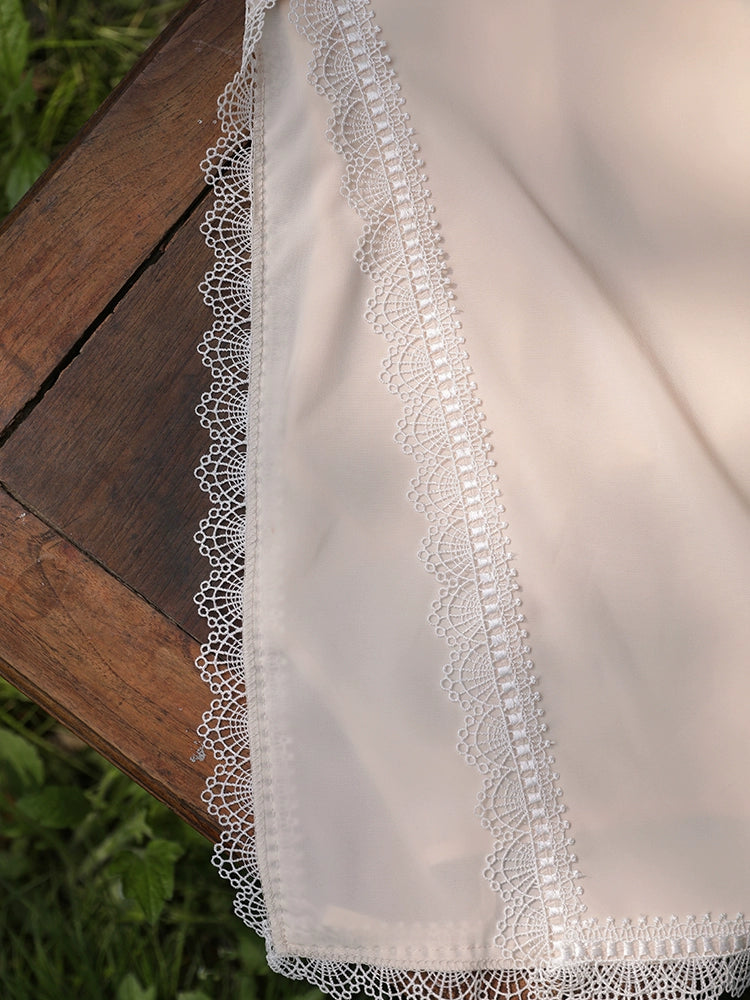 Zhuo Dian 桌垫 Doily Lace Trim Qipao Slip Dress Undergarment