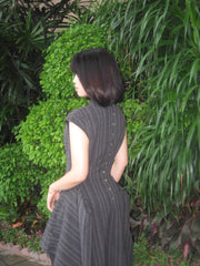 Wednesday 星期三 New Chinese Style Pinstripe Square Skirt Victorian Qipao Dress