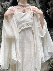 Jian Xue 见雪 Seeing First Snow New Chinese Style Cotton Empire Dress & Knit Bolero Set