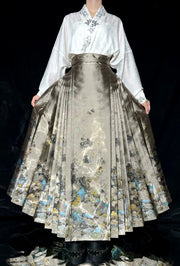 Jiang Shang Yin 江上吟 Song on the River Ming Dynasty Calligraphy & Mountains Mamian Skirt