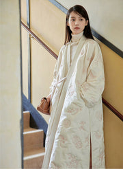 Boxue Xunchun 拨雪寻春 Snow Covered Spring Modernized Song Dynasty Changpao Coat & Wide Leg Pants Set