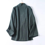 Cha Shan 茶山 Tea Mountain Men's & Unisex Pure Cotton Linen Thick Cross Collar Top