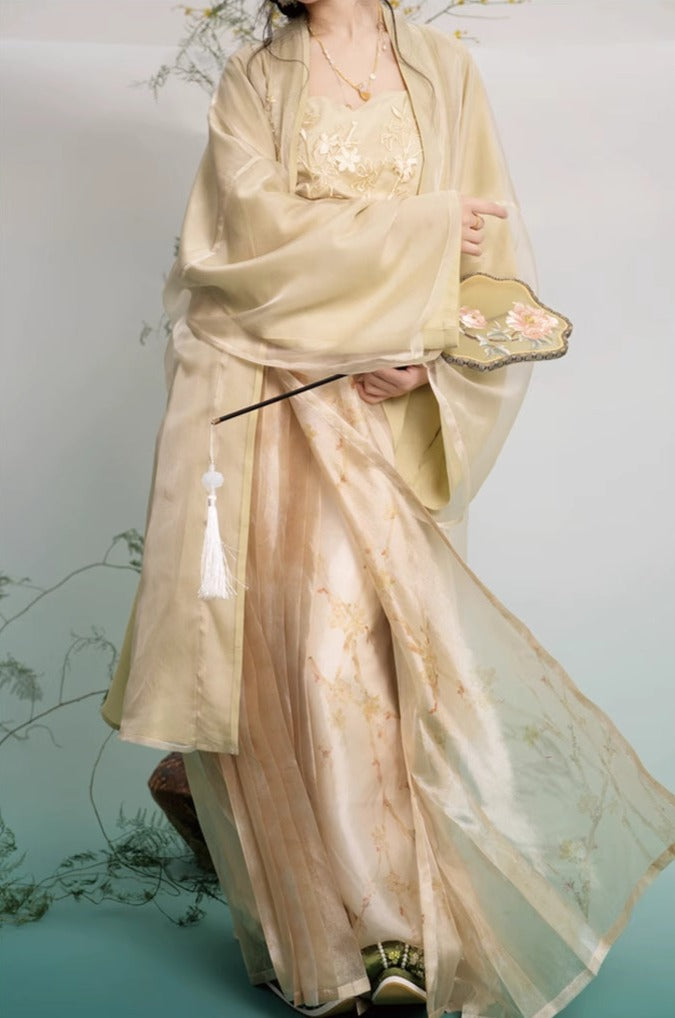 Bi Yù 碧玉 Modernized Song Dynasty Embroidered Beizi & Baidiequn Ruqun Set