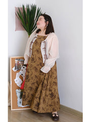 Ban Li 板栗 Chestnut New Chinese Style Plus Size Amber Sundress & Qipao Jacket Set