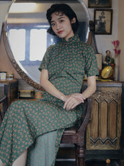 Ren Mei 仁美 1930s Patterned Chiffon Short Sleeve Qipao