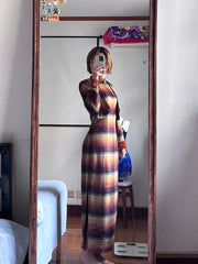 Lunyi Caocha 薰衣草茶 Lavender Tea 1940s Inspired Plaid Cashmere Wool Qipao & Cropped Blazer Set