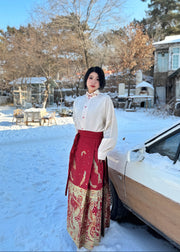 Jing Jiu 敬酒 Toast to the Bride Ming Dynasty Plus Size Cloud Collar & Mamian Skirt