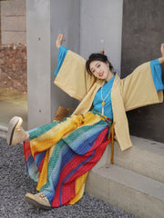 Caihong Tang 彩虹糖 Skittles Modernized Weijin Song Ru Tops & Wide Leg Trousers Set