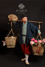 Bai Xing 百姓 Common People Song Ming Laborer's Cross Collar & Trousers Summer Set