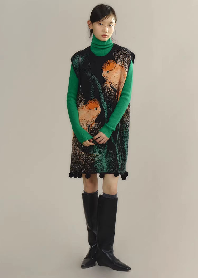 Zhuanyun Xiaoli 转运小鲤 Little Lucky Carp New Chinese Style Knit Top & Skirt Set