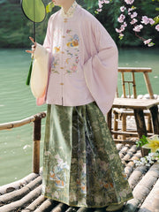 Ya Chi 鸭池 Duck Pond Ming Dynasty Embroidered Fangling Jacket & Mamian Aoqun Set