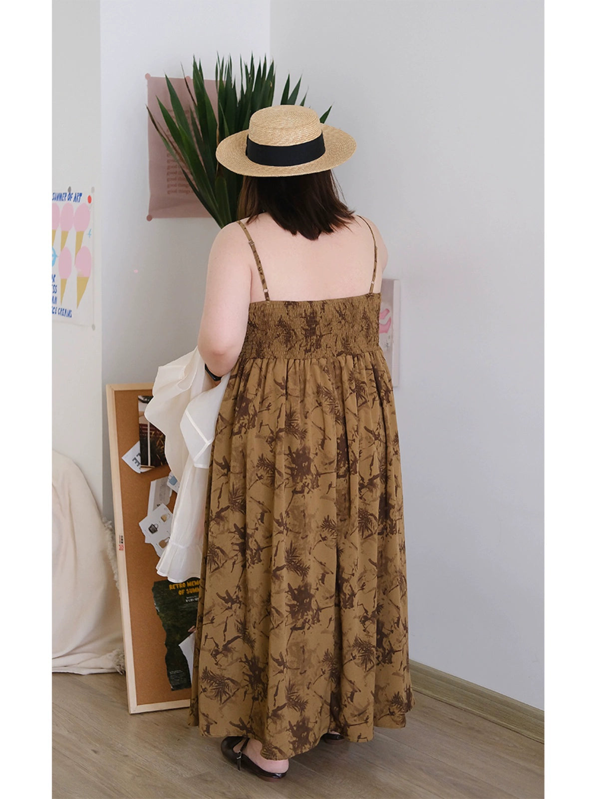 Ban Li 板栗 Chestnut New Chinese Style Plus Size Amber Sundress & Qipao Jacket Set