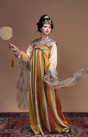 Chen Sha 辰砂 Cinnabar Early Tang Dynasty Restoration Chuiling Beizi Jacket & Poqun Qixiong Skirt Set