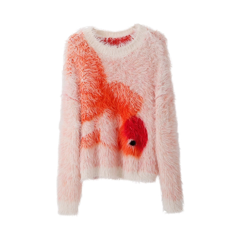 Zhaocao Xiaoli 招财小鲤 Lucky Carp New Chinese Style Autumn & Winter Fuzzy Sweater