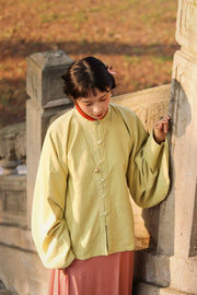 Egg Yolk 熟蛋 Ming Dynasty Contrast Collar Pipa Sleeves Liling Duijin Shirt