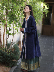 Dian Lan 靛蓝 Indigo Ming Dynasty Wanli Era Yuanling Changshan Pure Cotton Long Top & Mamian Skirt