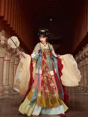 Qingluan Baoping 青鸾宝瓶 Azure Phoenix Fantasy WeiJin Dynasty Daxiushan Long Sleeve Top & Poqun Skirt Full Set