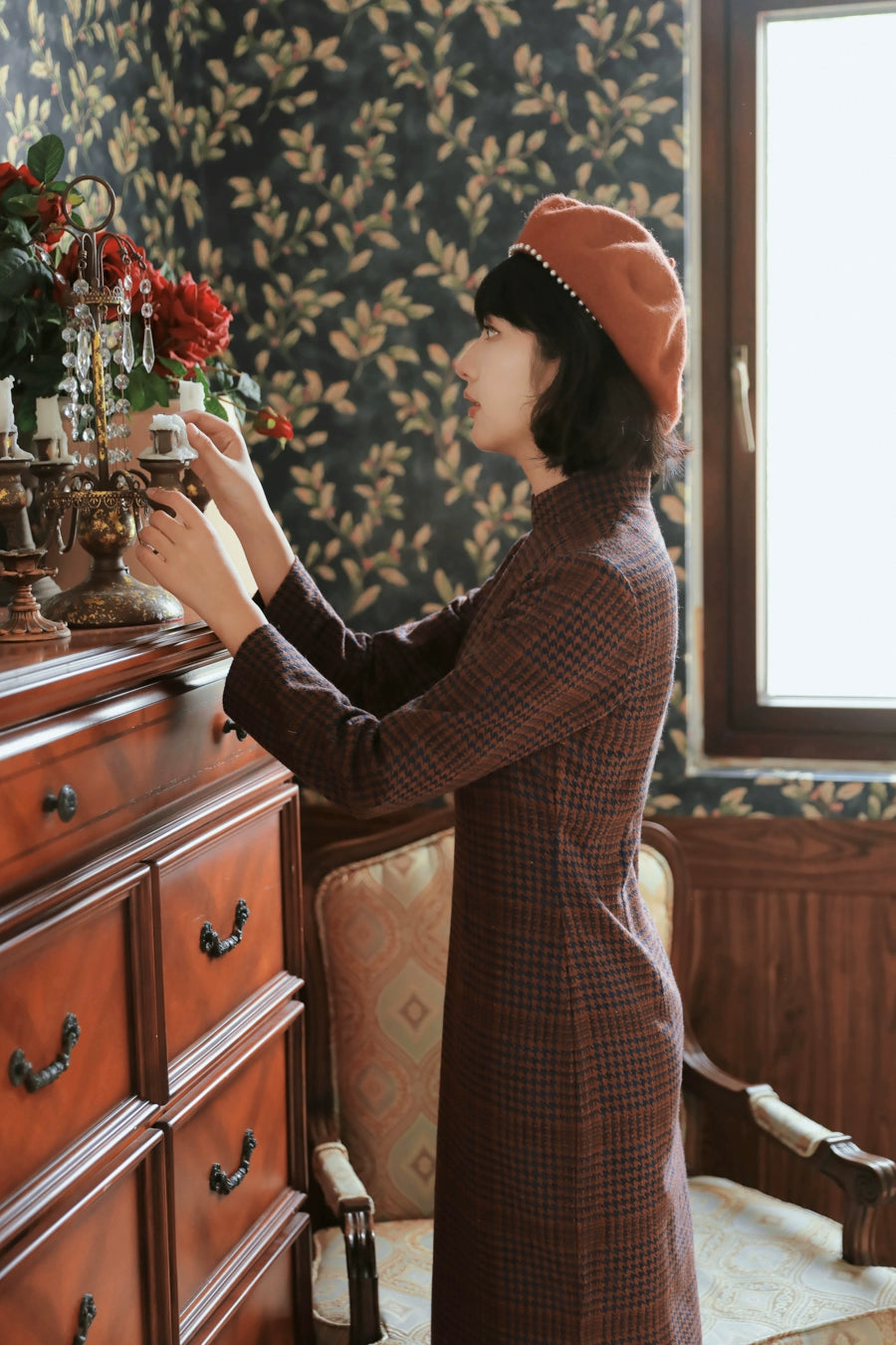 Hot Cocoa 热可可 1930s Vintage Winter Long Sleeve Qipao