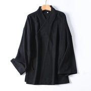 Cha Shan 茶山 Tea Mountain Men's & Unisex Pure Cotton Linen Thick Cross Collar Top