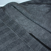 Hui Ge 灰格 Gray Grid Modernized Early Ming Sheep's Wool Tweed Coat & Cotton Denim Trousers