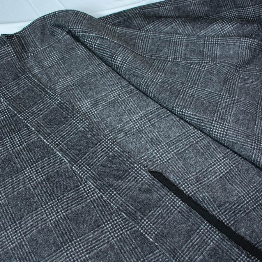 Hui Ge 灰格 Gray Grid Modernized Early Ming Sheep's Wool Tweed Coat & Cotton Denim Trousers