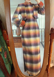 Lunyi Caocha 薰衣草茶 Lavender Tea 1940s Inspired Plaid Cashmere Wool Qipao & Cropped Blazer Set