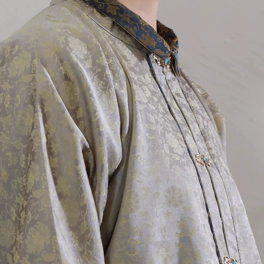 Tong Jin 铜镜 Bronze Mirror Men's & Unisex Ming Dynasty Jacquard Liling Standing Collar Top