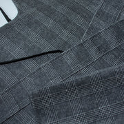 Hui Ge 灰格 Gray Grid Modernized Early Ming Sheep's Wool Tweed Coat & Cotton Denim Trousers