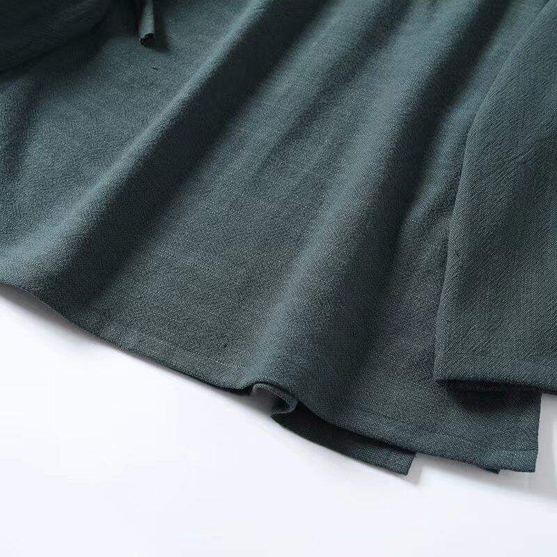 Cha Shan 茶山 Tea Mountain Men's & Unisex Pure Cotton Linen Thick Cross Collar Top