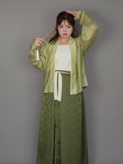 Yazhu 雅竹 Serene Bamboo Grove Song Dynasty Plus Size Feijixiu Top & Sanjianqun Skirt Set