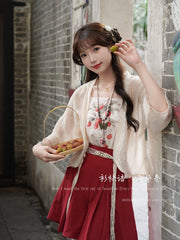 Qihua Juan 绮华卷 Scroll of Splendor Modernized Song Dynasty Moxiong Tank Top & Pleated Shorts Set