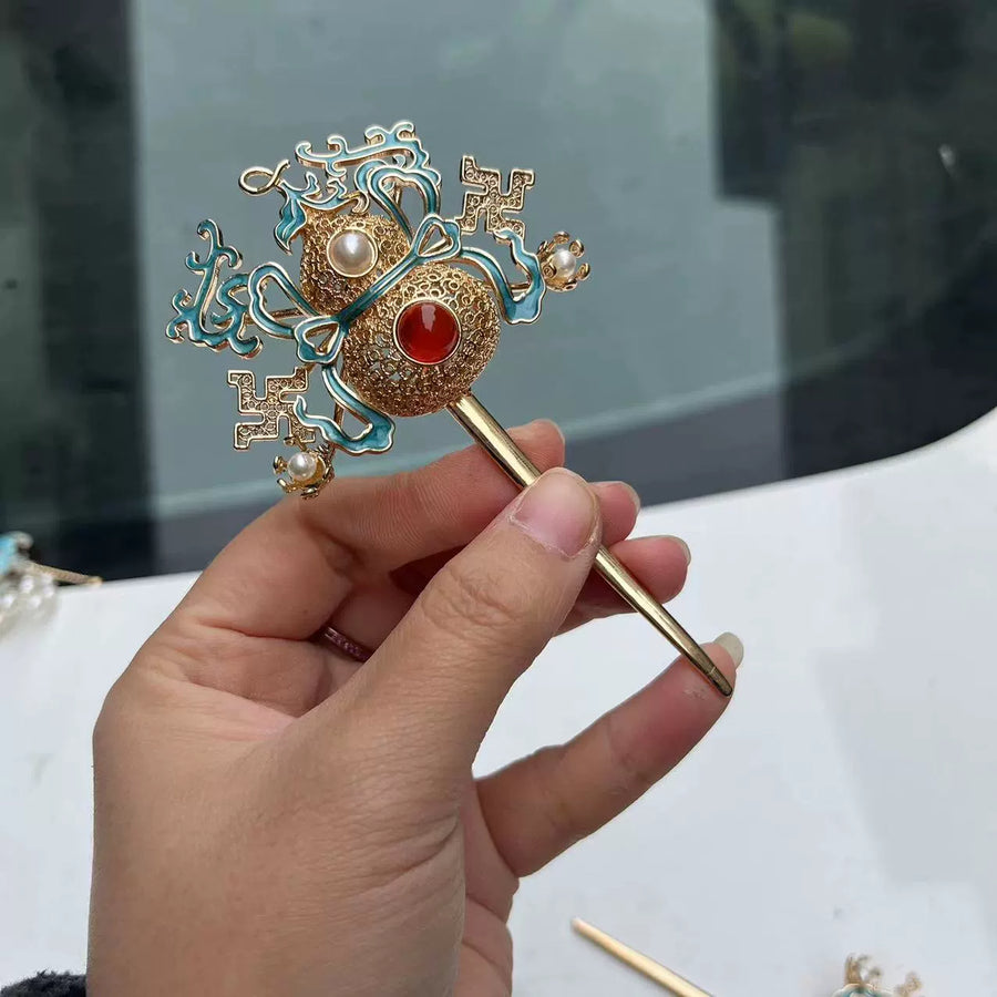 Frost 霜 Ming Dynasty Turquoise Phoenix Hairpin Set