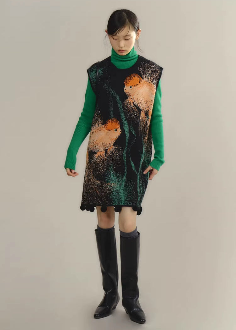 Zhuanyun Xiaoli 转运小鲤 Little Lucky Carp New Chinese Style Knit Top & Skirt Set