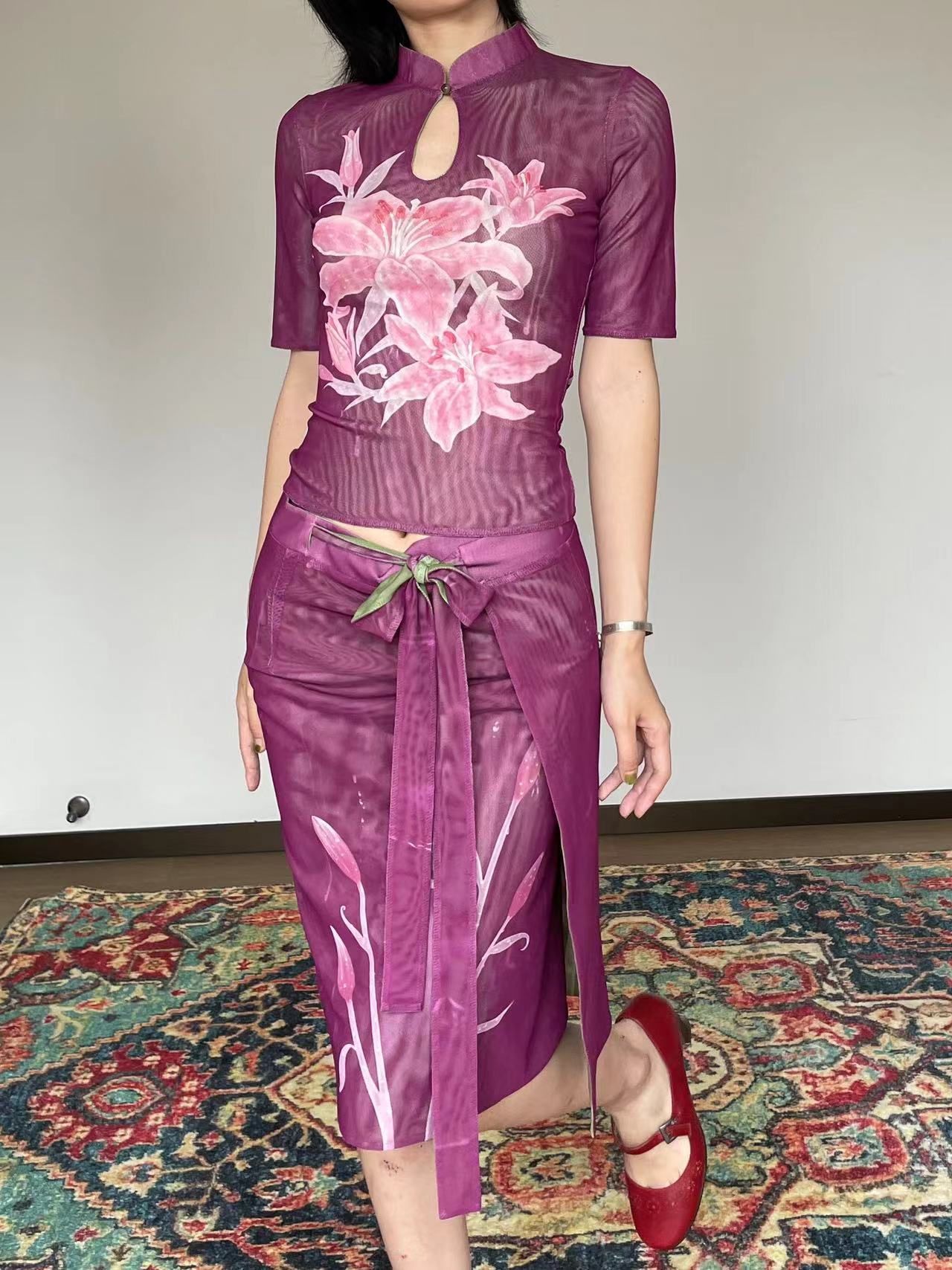 Shi Liu 湿露 Humidity New Chinese Style Double Sided Short Sleeve Qipao Top