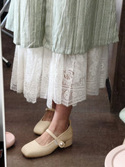 Lü Baihe 绿百合 Green Lily New Chinese Style Pure Cotton Round Collar Embroidered Day Dress