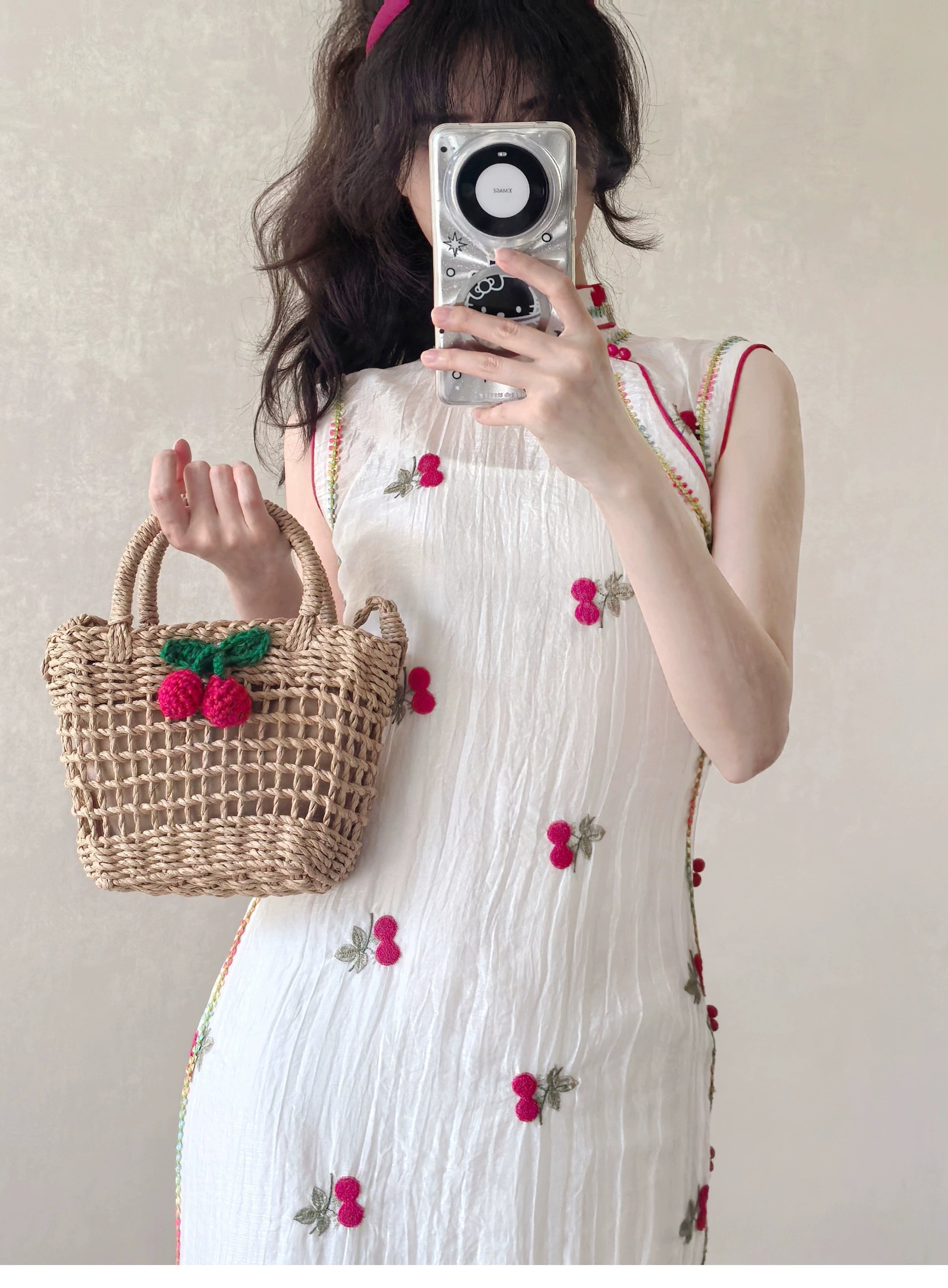 Cherry Skittles 樱桃彩虹糖 Embroidered Vintage Inspired Custom Qipao