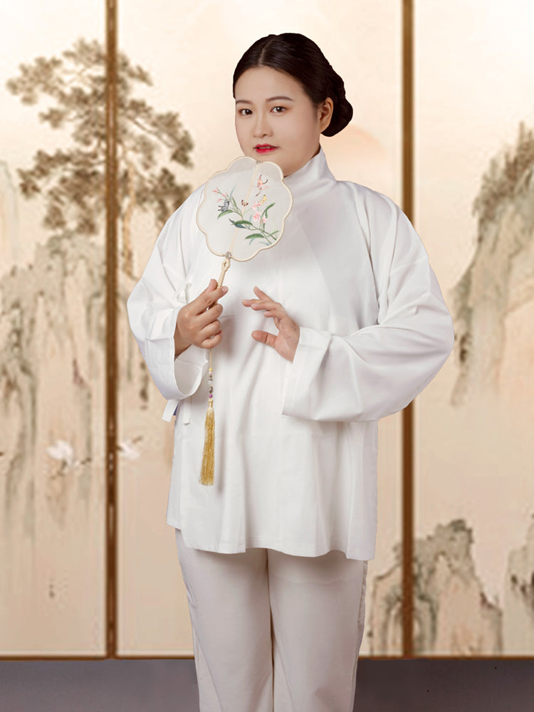 Zhong Yi 中衣 Plus Size Hanfu Cross Collar & Pants Undergarments