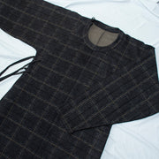 Mo Qi 墨棋 Ink Chess Modernized Early Ming Tweed Pleated Yuanlingpao Round Collar Coat