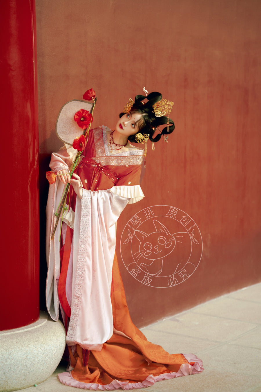 Zhu Zi 朱紫 Scarlet Wisteria Modernized Sui & Northern Southern Dynasty Guiyi Swallow Tail Ruqun Set