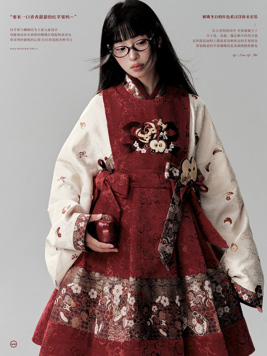 Qiyuan Pinguo 祈愿苹果 Wishing Apple Modernized Ming Tieli Dress & Yuanling Overskirt Set