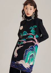 Xi Nao 嬉闹 Frolicking Rabbits New Chinese Style Knit Sweater Vest